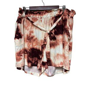 Full Circle Trends Brown Tie Dye Paper Bag Waist Shorts Women's Size 3X